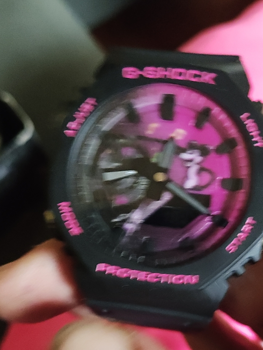G-Shock Men’s Black Watch with Pink Dial and Accents